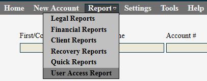 User Access Report The User Access Report is a summary of what collectors logged in and logged out of your Simplicity Collect account during a given date range, and the exact time it occurred.