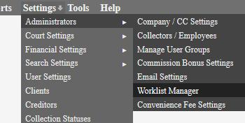 Administrators > Worklist Manager This tool can be accessed from Administrators Worklist Manager. It works in conjunction with the previously explained [Create Worklist] button.