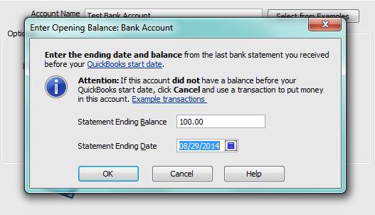 3. Add an Account Name and Bank Account Number, and then click on Enter Opening Balance 4.