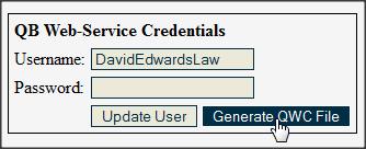 In the QB Web-Service Credentials box, add a Username and Password.