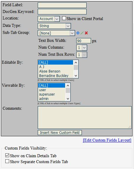 Settings > Custom Fields Admin Creating a New Custom Field Sometimes you get information about an account that SimplicityCollect does not have a field for, yet you need that information stored.