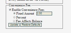 8. (Optional) If an administrator enables Convenience Fee Settings, this box will appear.