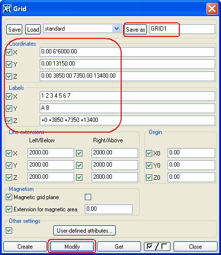 1.3 Create Grids Modify the existing grid To create the appropriate grid for BasicModel1 as shown above, you can delete the existing grid and create a new one from the Points > Grid pull-down menu.