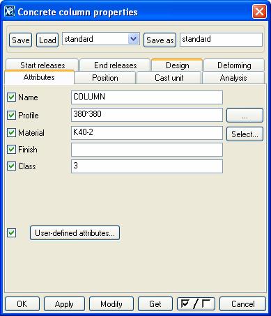 Double-click on the Create column icon. Create concrete columns 1. Double-click on the Create concrete column icon. 2. Complete the Column properties dialog box as shown below. 2. Complete the Concrete column properties dialog box as shown below.