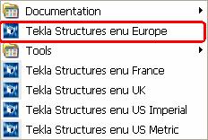 1.1 Start Tekla Structures Start Tekla Structures To start Tekla Structures, click the Windows