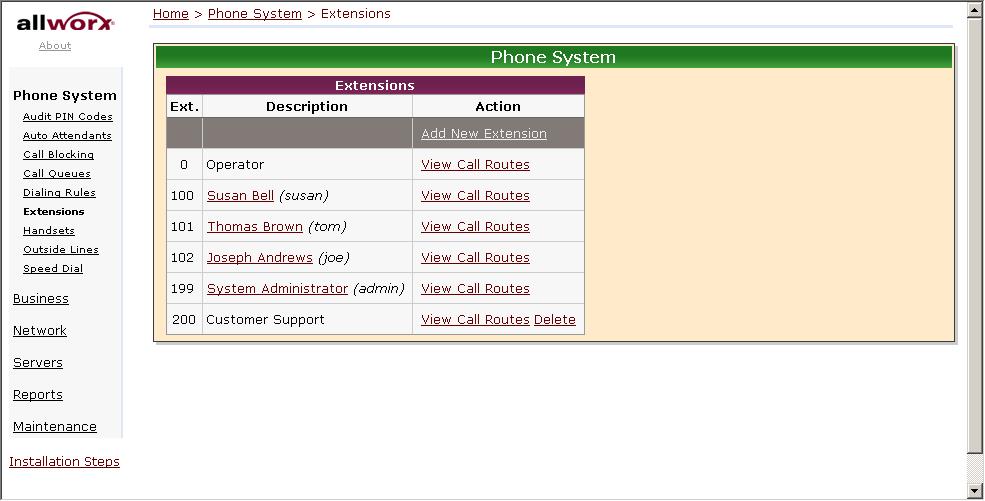 12.2 View and Change a Call Route The first step to changing a call route is to select the extension whose call routes you wish to change.