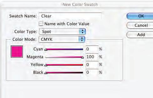 It s very important to use the same swatch name across all applications you might use. The swatch name is case sensitive. (Example B) 4. Designate the Color Type as Spot. 5.