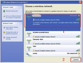 Chapter 2 Basic Settings How to setup WiFi connection between E5330Bs-6 and laptop Step2: Select SSID of E5330Bs-6 in the