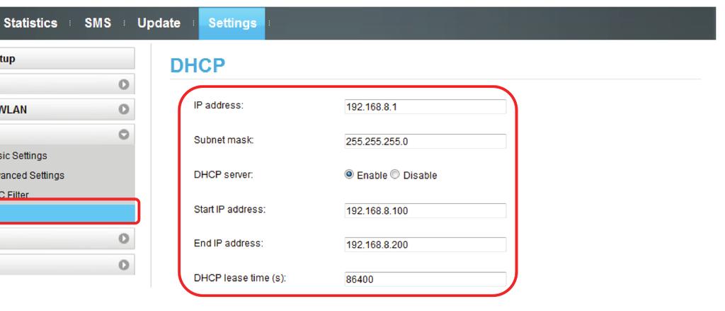 Chapter 4 Advance Settings DHCP By default, the E5330Bs-6 has been set up as a DHCP (Dynamic