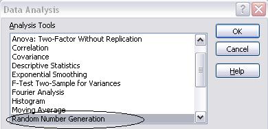 Random Number Generator Click on the tab labeled Data and then on Data Analysis (top right).