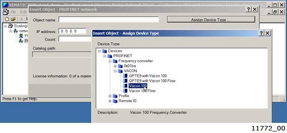 Profinet network and right-click to select "Insert New