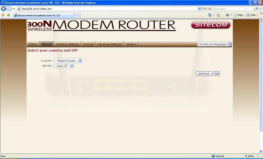 10 Configuration Wizard Click Wizard to configure the modem.