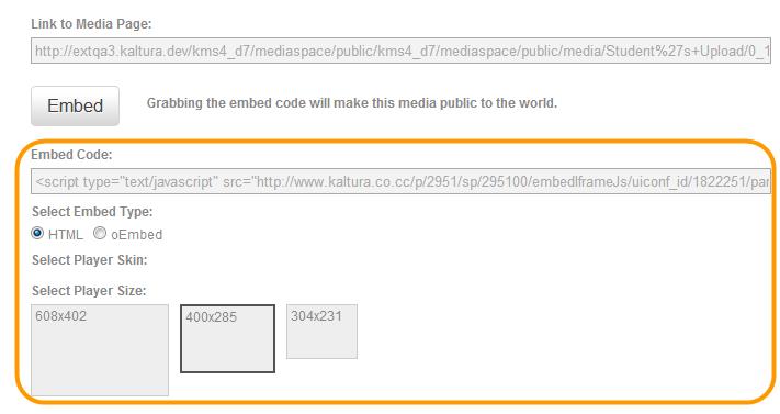 Managing Yur Media The embed cde and related ptins are displayed. 3. Select ne embed type: HTML (If enabled) Embed 4. 5. 6. Fr HTML: a.
