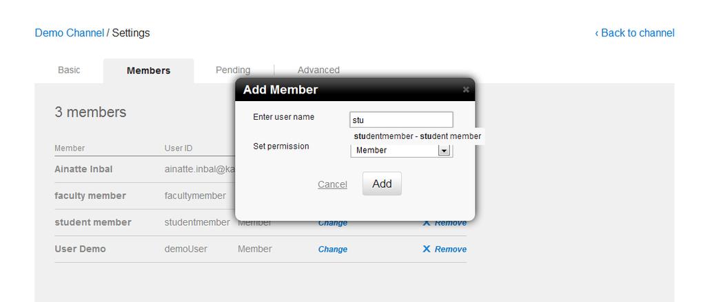 In the Add Member windw under Enter user name, start typing a user name t display user names, and select a member t add. 4. 5.