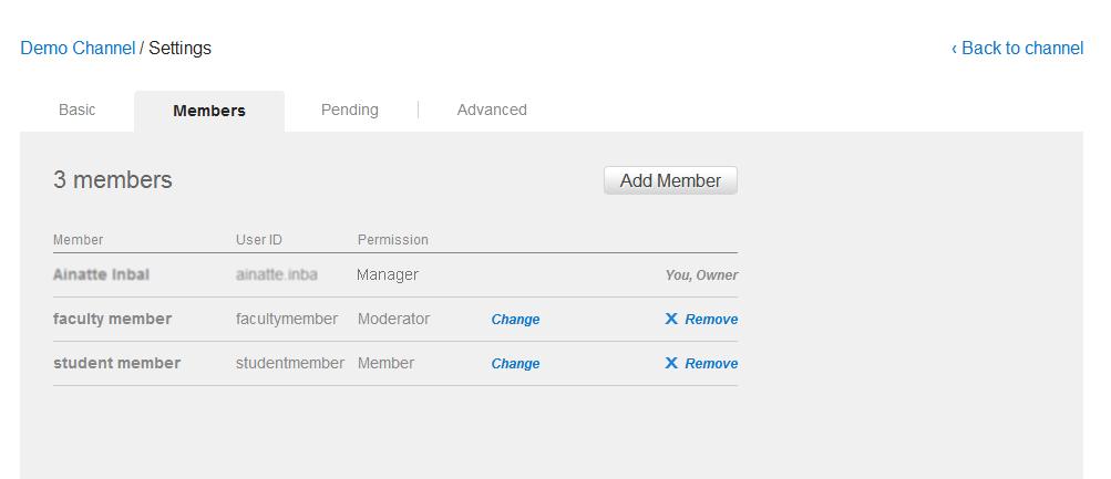 Creating and Managing a Channel T mdify a channel member s permissin On the Channels page r yur My Channels page, click a channel t pen the channel page, and then click Settings.