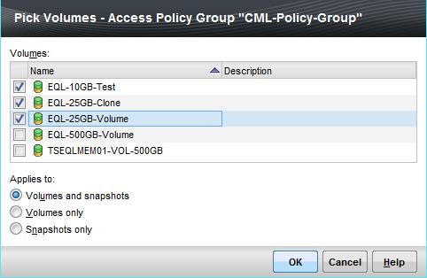 4 Apply access policy group to multiple volumes Perform the following steps to apply an access policy group to multiple volumes: 1.