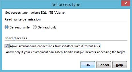 In the Set access type window > Shared access area, select the option to Allow