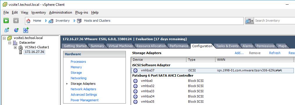 Importing PS Series and MD3 VMware volumes 9. To navigate to the software iscsi initiator for the ESXi server, click Home > Inventory > Hosts and Clusters.