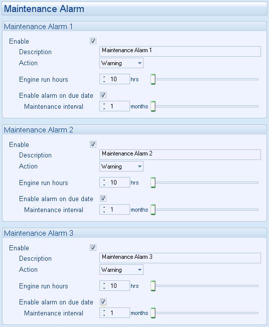 Protections 7.6 MAINTENANCE ALARMS Depending upon module configuration one or more levels of engine maintenance alarm may occur based upon a configurable schedule.