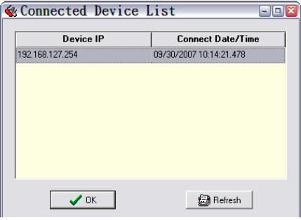 selecting Connected Device List from the Connection menu.
