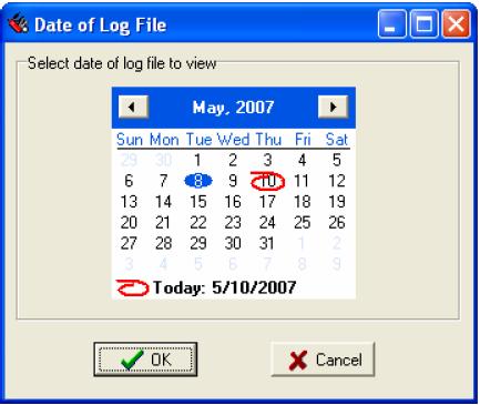 Utilities Clearing the Log If you wish to clear the log, you can select Clear from the Log menu. This will clear all events for the current day.