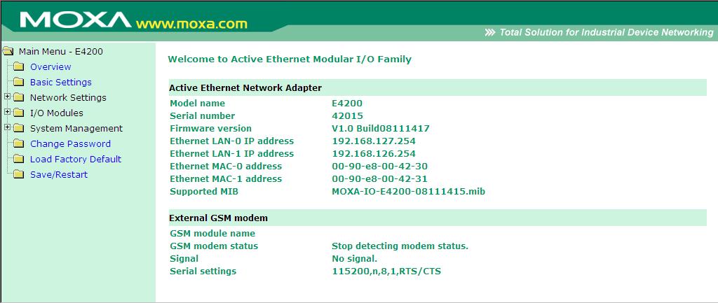 Using the Built-in Web Console Overview for the iologik E4200 The iologik Active Ethernet modular I/O web console is a browser-based configuration utility built in to the iologik E4200.