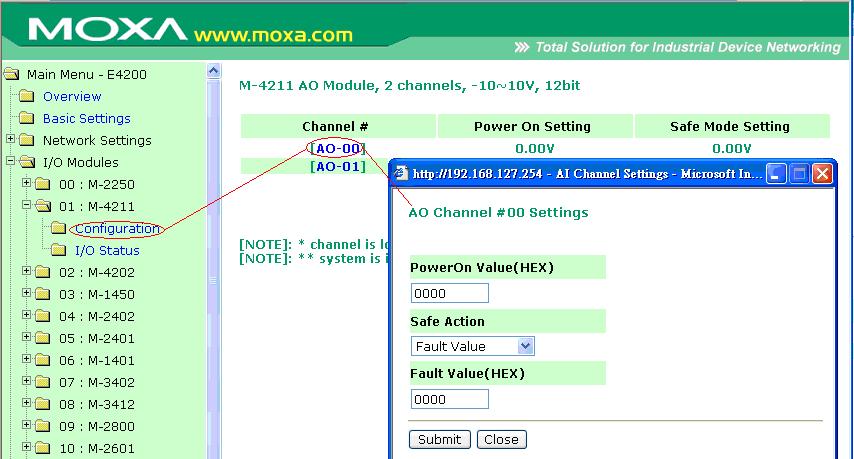 I/O Module On this page, you can find the modules you installed in this I/O system.