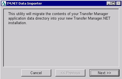 17. If InstallShield detects a prior version of Transfer Manager on the server, the following dialog box appears. Click Next.