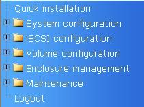 P2G-S iscsi subsystem, the LCM display shows web GUI port IP and model name: 19
