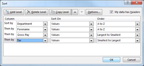 Sorting Data You use the Sort command to arrange the rows of a data list alphabetically or numerically in ascending or descending order, based on the contents of the fields, or columns.