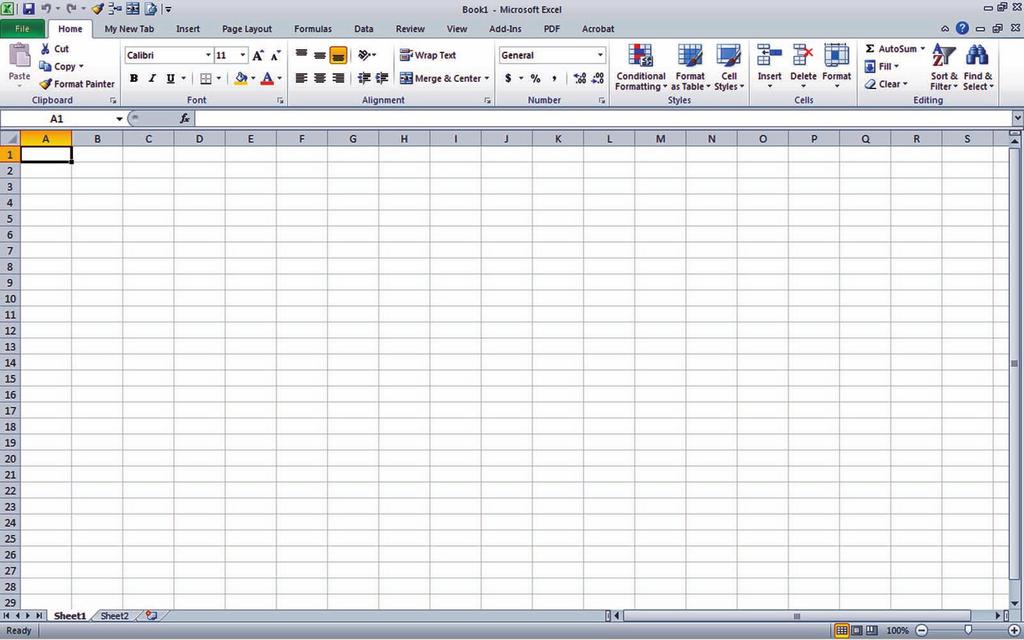 40 Lesson 2 5. EXIT and RESTART Excel. Note that instead of three worksheet tabs, you now have two in your workbook, as shown in Figure 2-20. Figure 2-20 Two worksheet tabs now appear by default 1.3.