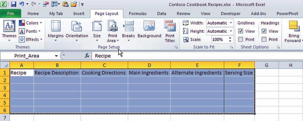 Using Backstage 29 Setting the Print Area You can use the Print options in Backstage view to print only a selected portion, or print area, of an Excel workbook.