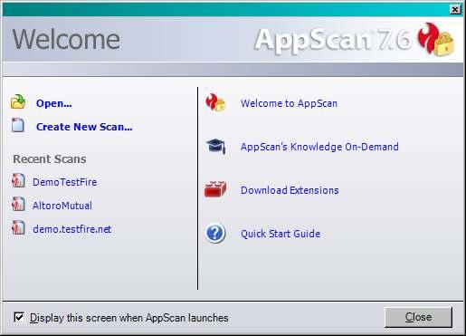 Welcome to AppScan Double click on