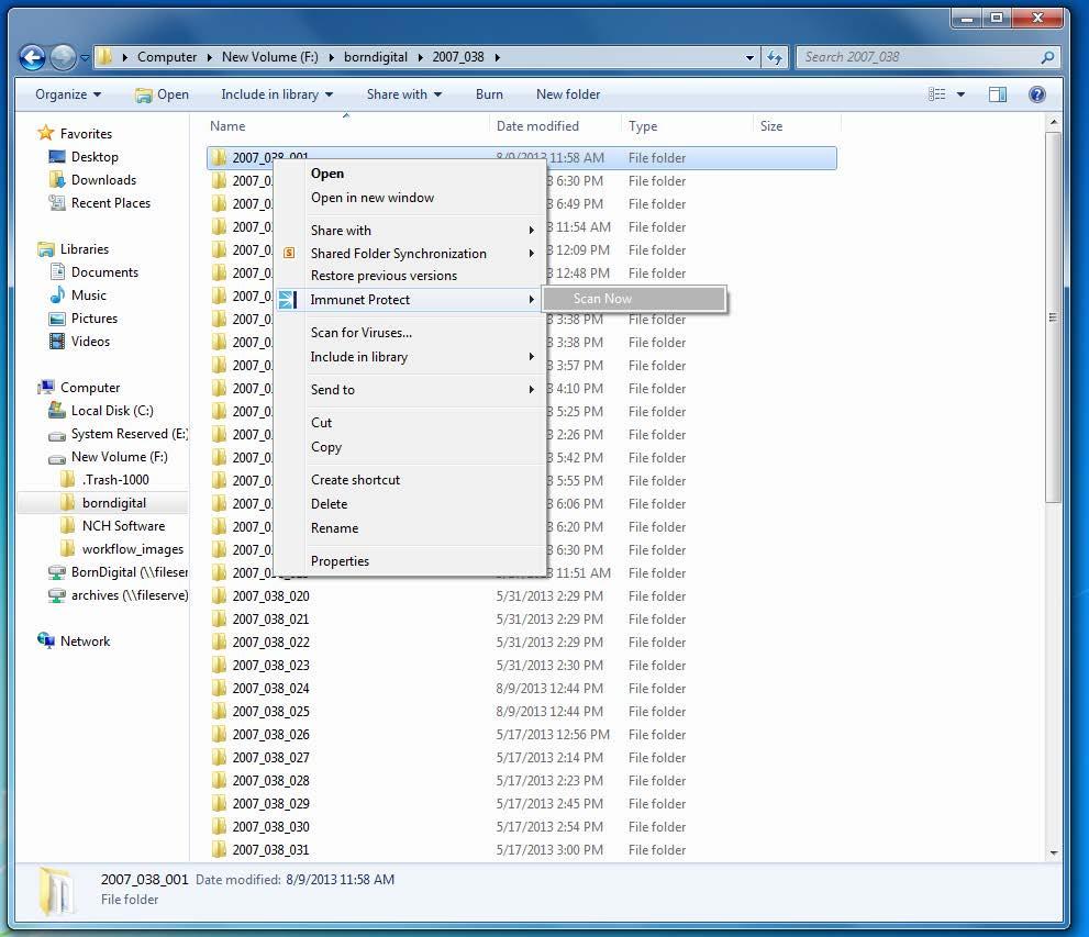3.11 Run Virus Scan Navigate to folder location for accession files Right-click and select virus scan software Scan