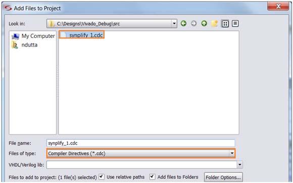X-Ref Target - Figure 10 Figure 10: Adding SDC Constraints File to the Synplify Pro Project c.