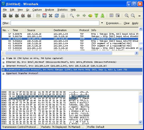 3 tures packets without manipulate them; it neither sends packets to the network nor does other active operations. Wireshark is not an intrusion-detection tool either.