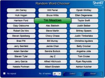 Word Chooser Enter up to 36 words that will be randomly selected.
