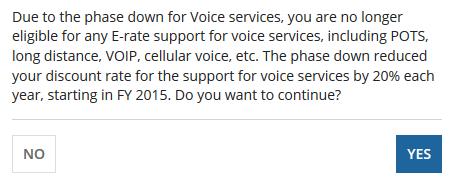 New Pop Up Regarding Voice Service When clicking on Save & Continue, a new pop up is received indicating