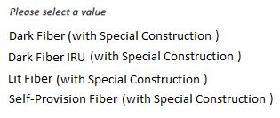 Product/Service Details for Special Construction Please note: If this line item is for the special construction installation cost, the Purpose, and Type of Connection are
