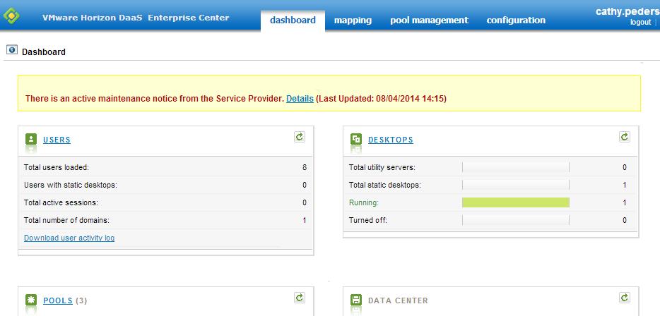 Ability to post a maintenance notice in Enterprise Center (DT-4932) You can now set up a maintenance notice that displays at the top of the Dashboard page in Enterprise Center.