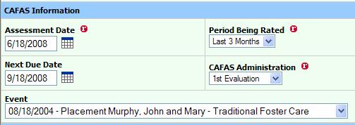 The appropriate client must be selected in the dropdown in order to save the CAFAS document.