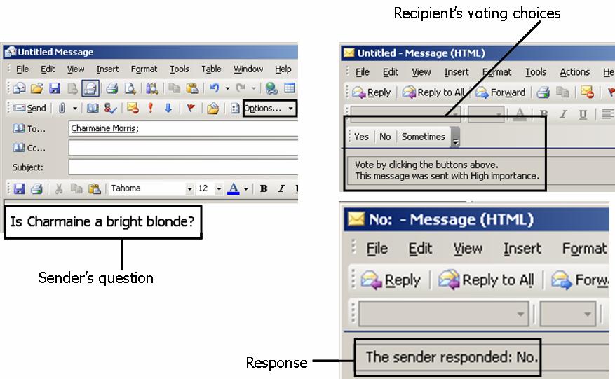 Tip 5 - Creating your own voting buttons Create a new mail Click in the message area Type your message (E.g. Will you be there?
