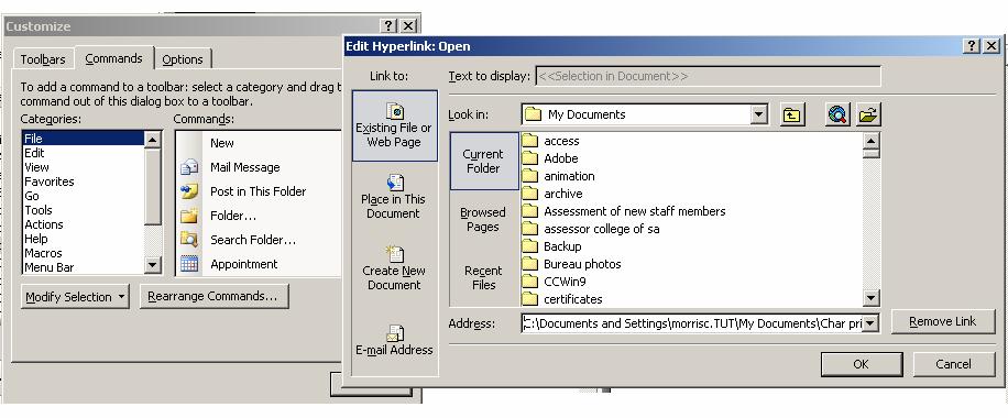 VIEW, TOOLBARS, WEB Click TOOLS, CUSTOMIZE Select the COMMANDS tab Right-click the START PAGE (little
