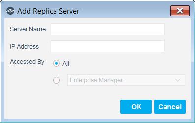 Replicas Configuration Tab Specify organizational replica servers to be used as backup servers if the User Directory server defined in the Name and Type tab fails. This configuration is optional.
