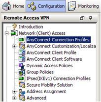 3. In the left pane, click the Remote Access VPN tab, and then click Network