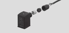 Plug sockets MSSD-C 25 +90 C 20 +115 C For valves with D and N1 solenoid coils Cable connection using clamping screws or insulation displacement technology Type MSSD-C MSSD-C-M16 MSSD-C-S-M16 Cable