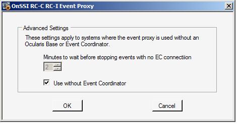 Figure 22: OnSSI Event Proxy Click the Advanced button to expose the Advanced Settings.