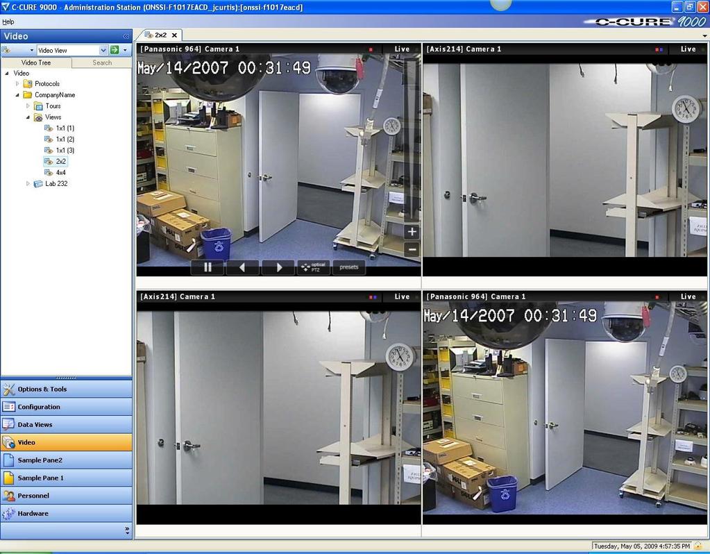 Video View OnSSI C Cure 9000 Video Integration User Guide Custom View Window You can populate custom views with predefined cameras.