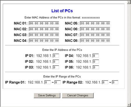 5. Click the appropriate option, Deny or Allow, depending on whether you want to block or allow Internet access for the PCs you listed on the List of PCs screen (shown in Figure 5-26). 6.
