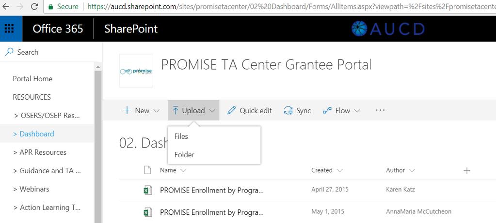3. The document is now available in the SharePoint document library. You may see your screen refresh to indicate that the file has uploaded. Files can now be viewed, edited or even deleted.